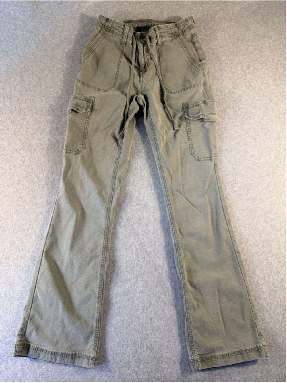 American Eagle Cargo Pants Womens 0 Olive Green Stretch Utility Pockets Pants